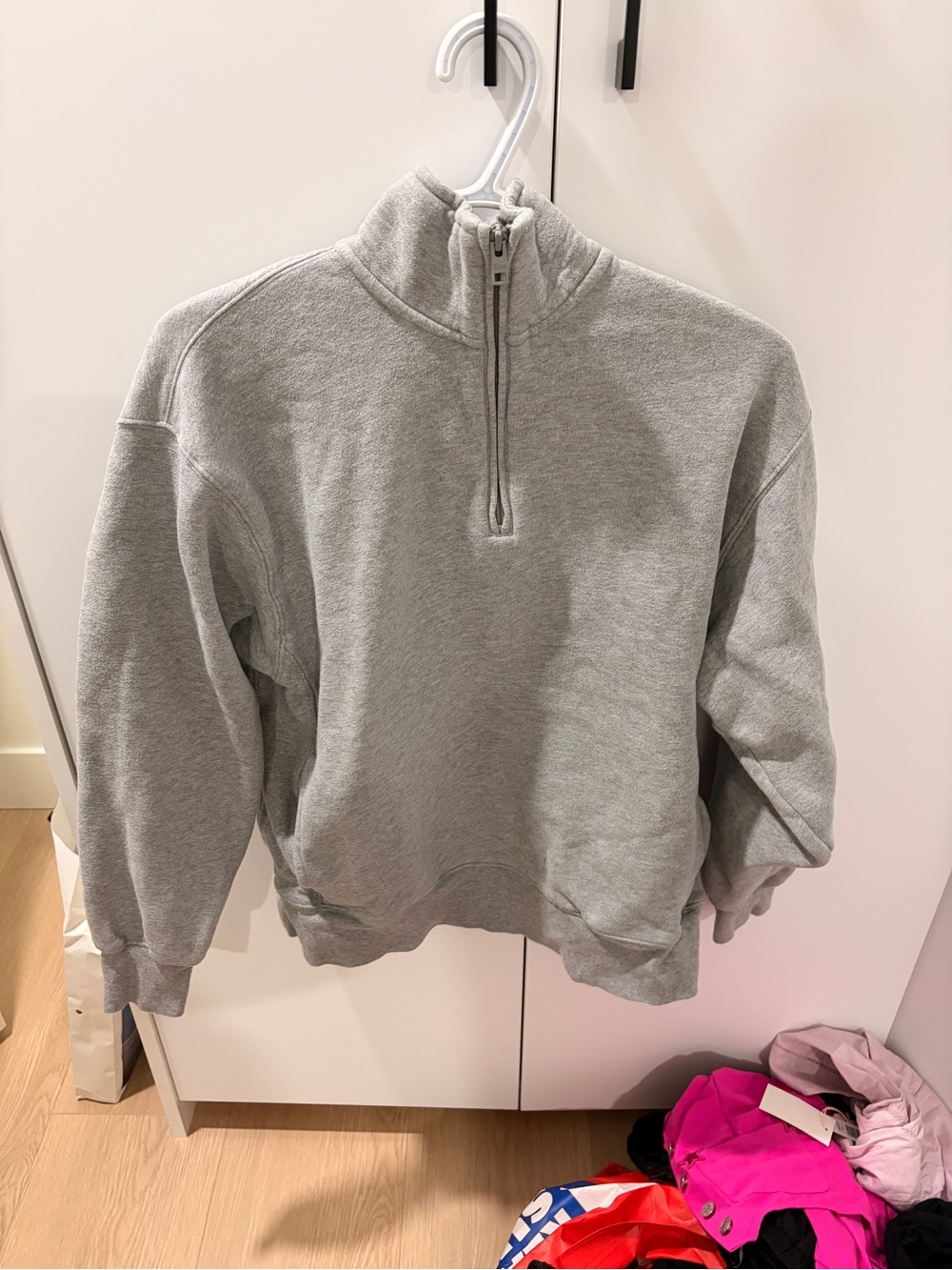 TNA Cozy Fleece Boyfriend Fit Quarter Zip Gray XS Like New